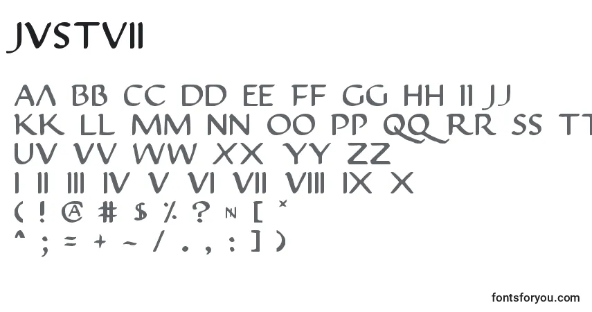 Czcionka Justv2 – alfabet, cyfry, specjalne znaki