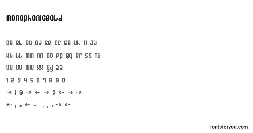 Schriftart MonophonicBold – Alphabet, Zahlen, spezielle Symbole