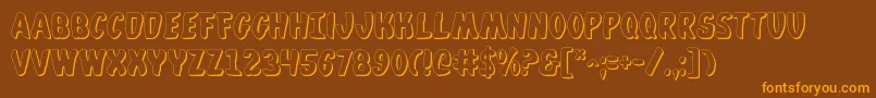 WhatafontShadow-Schriftart – Orangefarbene Schriften auf braunem Hintergrund
