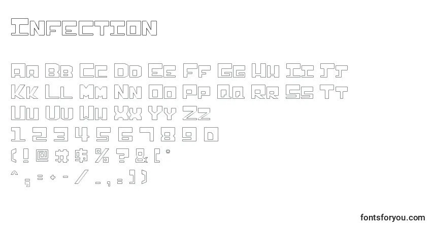 Шрифт Infection – алфавит, цифры, специальные символы