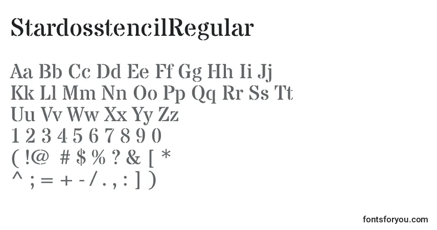 Шрифт StardosstencilRegular – алфавит, цифры, специальные символы