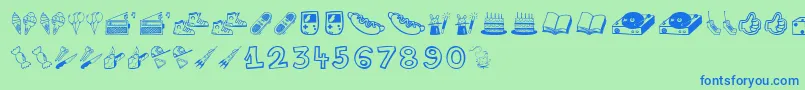 Lifestylememory Font – Blue Fonts on Green Background