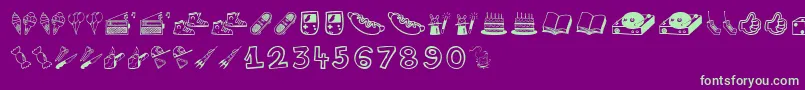 Lifestylememory Font – Green Fonts on Purple Background