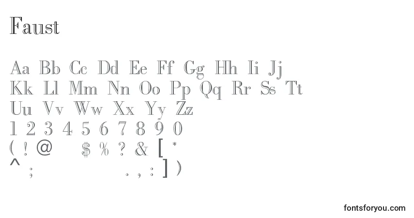 Faust-fontti – aakkoset, numerot, erikoismerkit