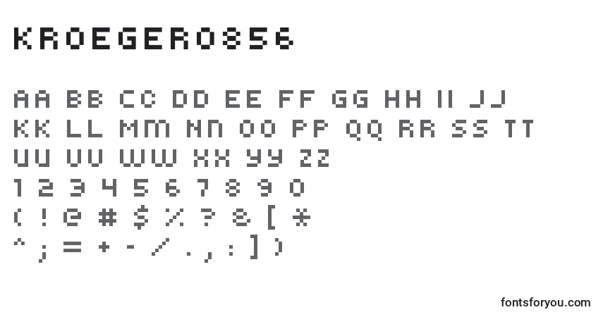 Czcionka Kroeger0856 – alfabet, cyfry, specjalne znaki
