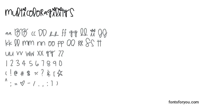 Multicoloragilitys Font – alphabet, numbers, special characters