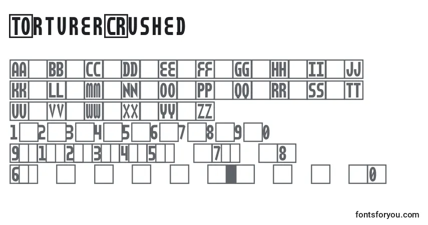 Schriftart TorturerCrushed – Alphabet, Zahlen, spezielle Symbole