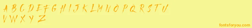 フォントMadfaithDemo – オレンジの文字が黄色の背景にあります。
