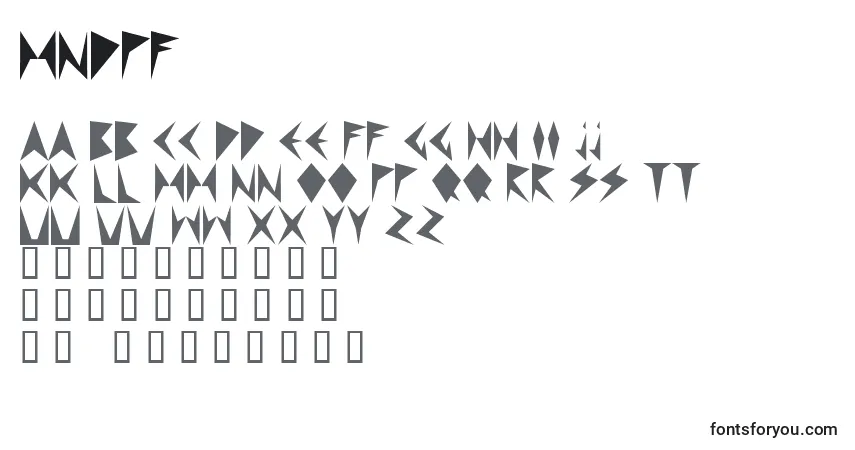 Schriftart Mndpf – Alphabet, Zahlen, spezielle Symbole