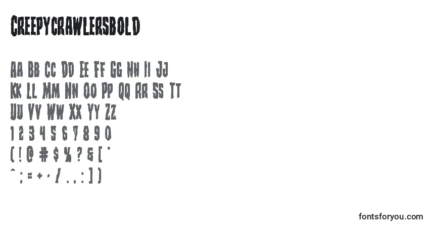 Шрифт Creepycrawlersbold – алфавит, цифры, специальные символы