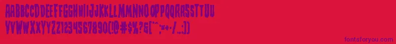 Creepycrawlersbold-Schriftart – Violette Schriften auf rotem Hintergrund