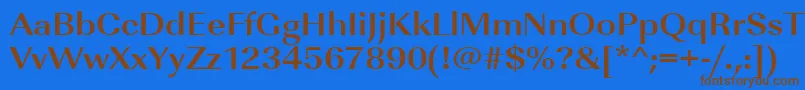 Fonte UrwimperialtextwidBold – fontes marrons em um fundo azul