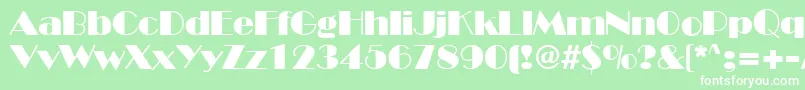 Fonte BroadwayRegular – fontes brancas em um fundo verde