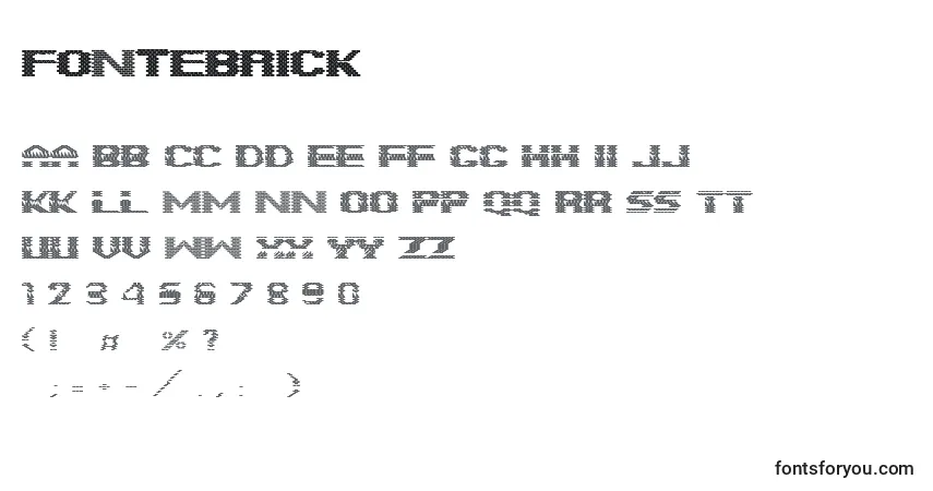 Czcionka FonteBrick – alfabet, cyfry, specjalne znaki
