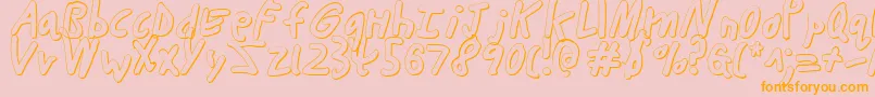 Buttons3D-Schriftart – Orangefarbene Schriften auf rosa Hintergrund