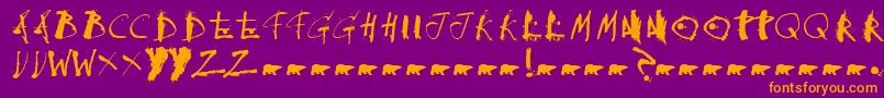 Collateraldamage-Schriftart – Orangefarbene Schriften auf violettem Hintergrund