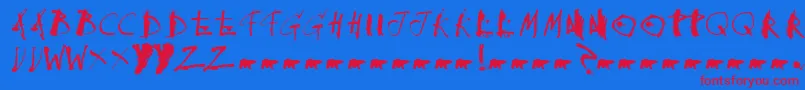 Collateraldamage-fontti – punaiset fontit sinisellä taustalla