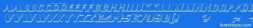 フォントConsequencesShadowItalic – 黄色の文字、青い背景