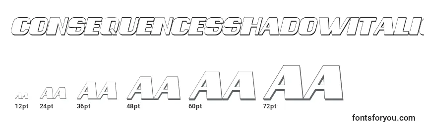 Размеры шрифта ConsequencesShadowItalic