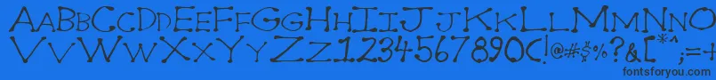 Dot2dot-Schriftart – Schwarze Schriften auf blauem Hintergrund