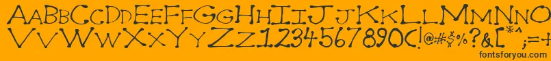 Dot2dot-Schriftart – Schwarze Schriften auf orangefarbenem Hintergrund