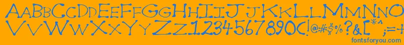 Dot2dot-Schriftart – Blaue Schriften auf orangefarbenem Hintergrund