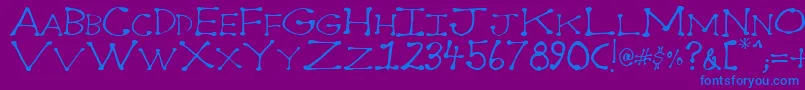 Dot2dot-Schriftart – Blaue Schriften auf violettem Hintergrund