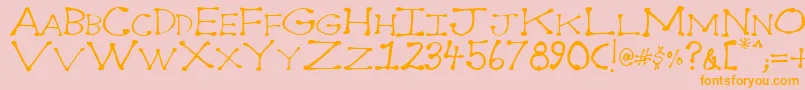 Dot2dot-Schriftart – Orangefarbene Schriften auf rosa Hintergrund