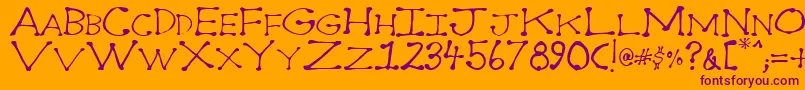 Dot2dot-Schriftart – Violette Schriften auf orangefarbenem Hintergrund