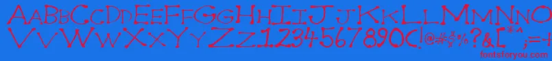 Dot2dot-Schriftart – Rote Schriften auf blauem Hintergrund