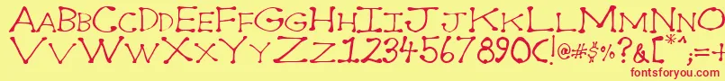 Dot2dot Font – Red Fonts on Yellow Background