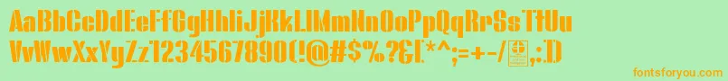 BluefishStencilDemo Font – Orange Fonts on Green Background