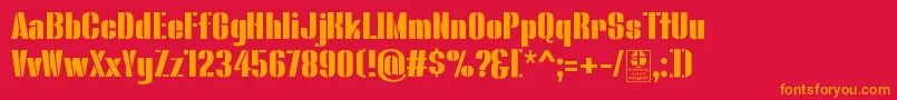 BluefishStencilDemo Font – Orange Fonts on Red Background