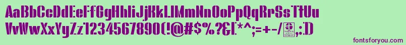 BluefishStencilDemo Font – Purple Fonts on Green Background