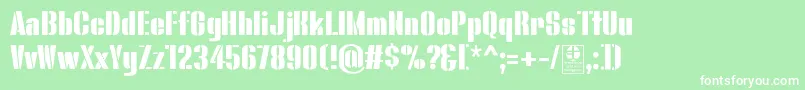 BluefishStencilDemo Font – White Fonts on Green Background