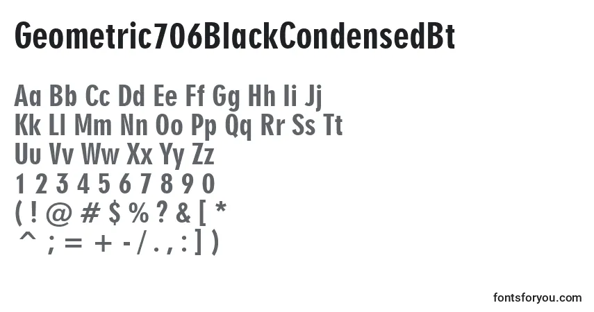 Czcionka Geometric706BlackCondensedBt – alfabet, cyfry, specjalne znaki