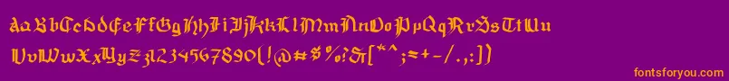 フォントMousefraktur – 紫色の背景にオレンジのフォント