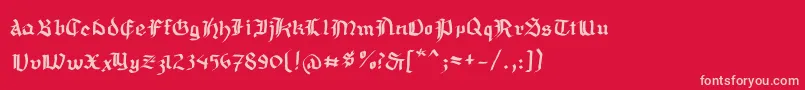 Mousefraktur-Schriftart – Rosa Schriften auf rotem Hintergrund