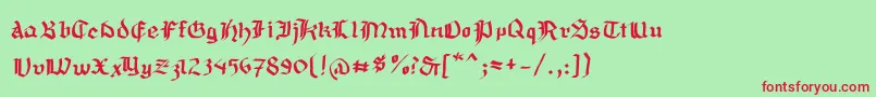 Mousefraktur-Schriftart – Rote Schriften auf grünem Hintergrund