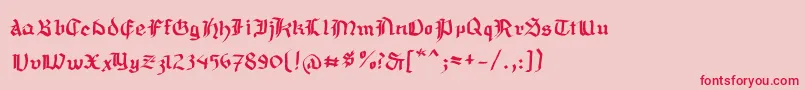 フォントMousefraktur – ピンクの背景に赤い文字