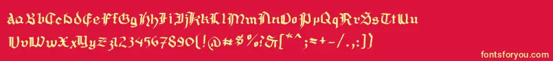 Mousefraktur Font – Yellow Fonts on Red Background