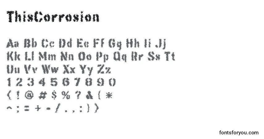 Schriftart ThisCorrosion – Alphabet, Zahlen, spezielle Symbole