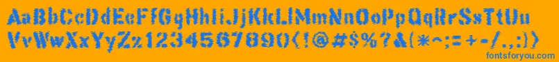 ThisCorrosion-Schriftart – Blaue Schriften auf orangefarbenem Hintergrund