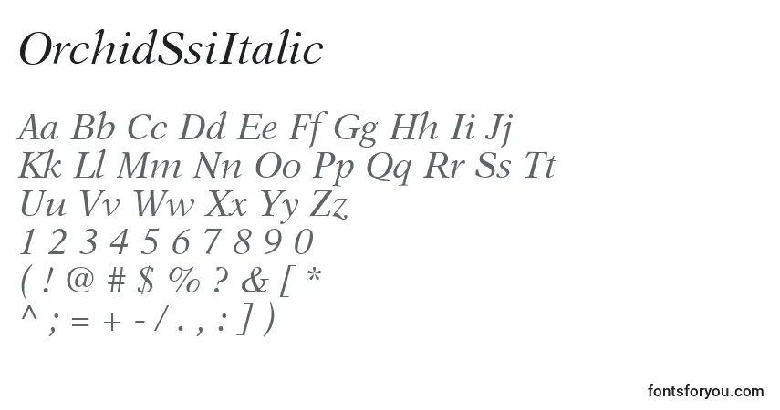Fuente OrchidSsiItalic - alfabeto, números, caracteres especiales