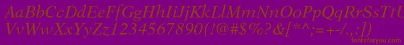 OrchidSsiItalic-Schriftart – Braune Schriften auf violettem Hintergrund