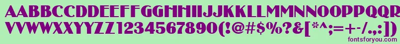 フォントSanasoftBibiNew.Kz – 緑の背景に紫のフォント