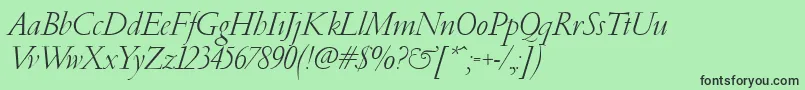 PfgaramondClassicItalic-Schriftart – Schwarze Schriften auf grünem Hintergrund
