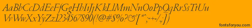 フォントPfgaramondClassicItalic – 黒い文字のオレンジの背景