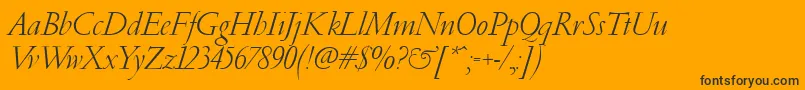 Fonte PfgaramondClassicItalic – fontes pretas em um fundo laranja