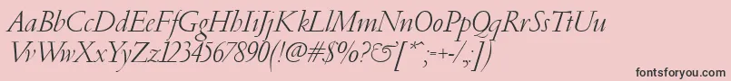 Fonte PfgaramondClassicItalic – fontes pretas em um fundo rosa